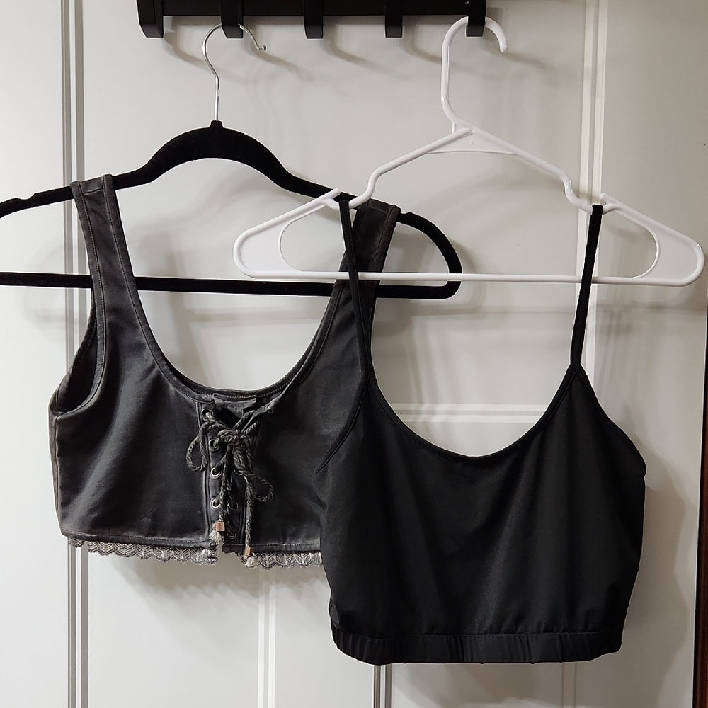 Elegant Black Lace-Up Bralette Set